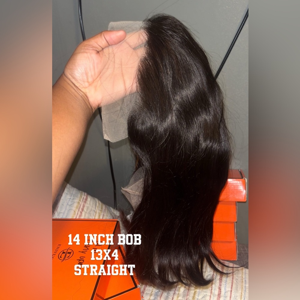 Sleek Black Bob Wig - 14 Inch